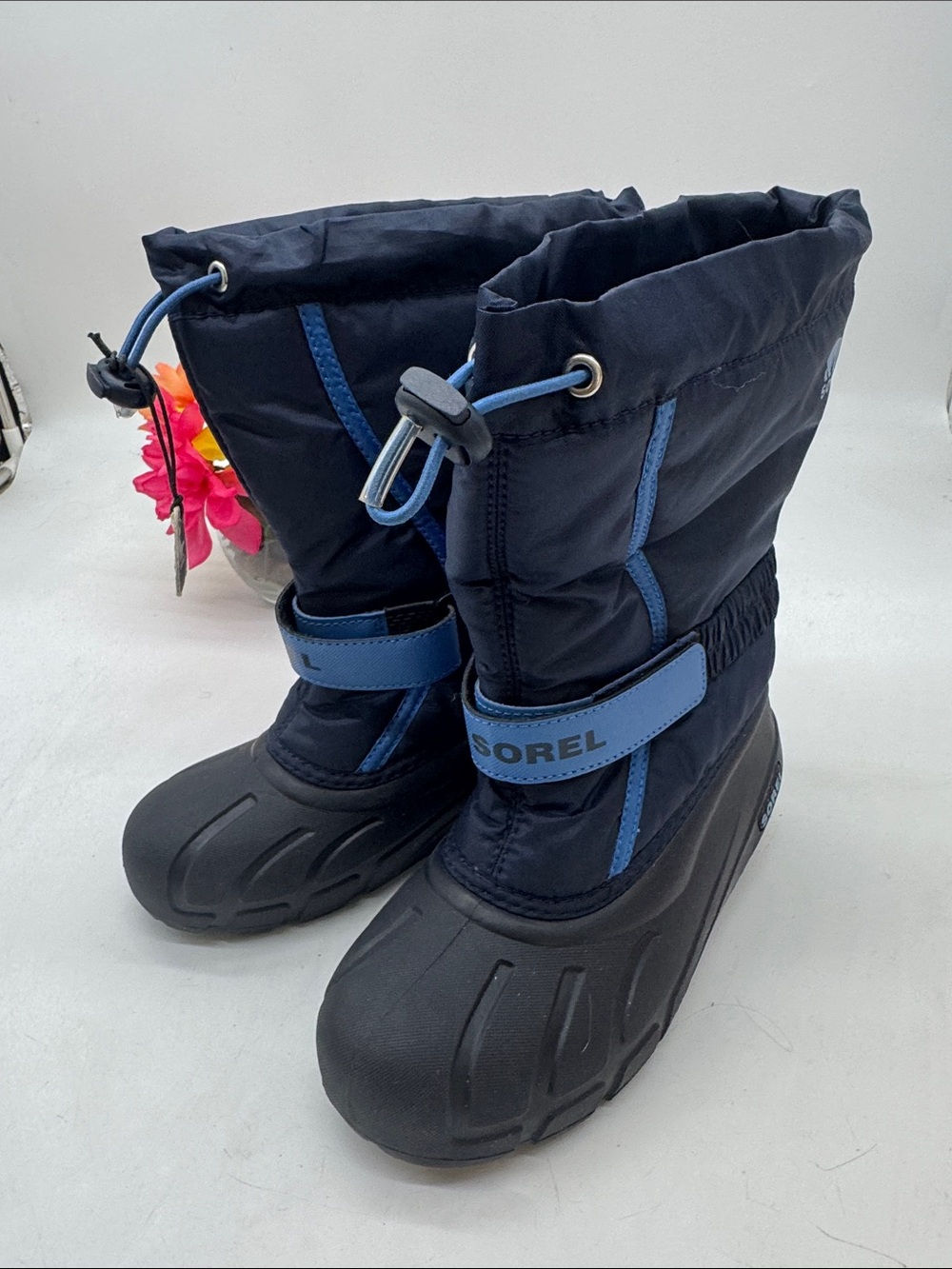 Sorel Kids Navy and Light Blue Insulated Rain & Snow Boots Size 3